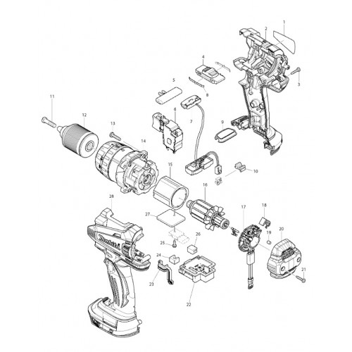 Запчасти для шуруповерта Makita DDF448