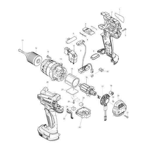 Запчасти для шуруповерта Makita DDF458