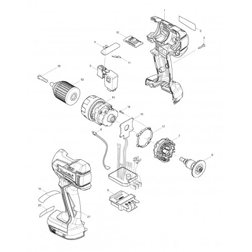 Запчасти для шуруповерта Makita DDF459