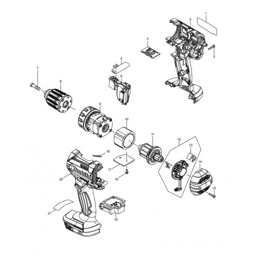 Запчасти для шуруповерта Makita DDF482RME