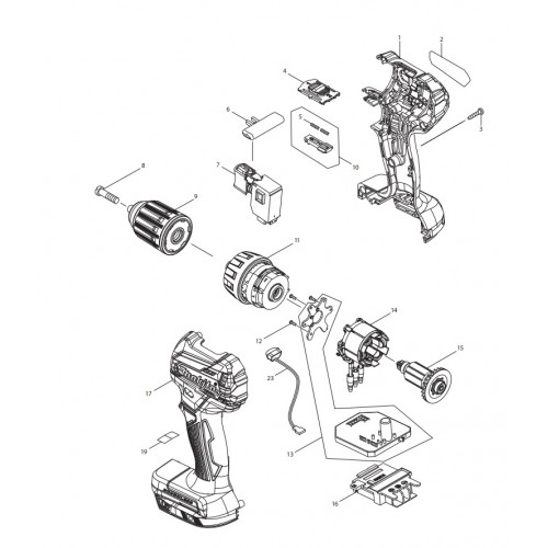 Запчасти для шуруповерта Makita DDF483RFE