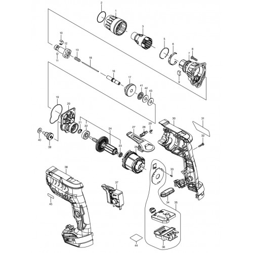 Запчасти для шуруповерта Makita DFS251RFE