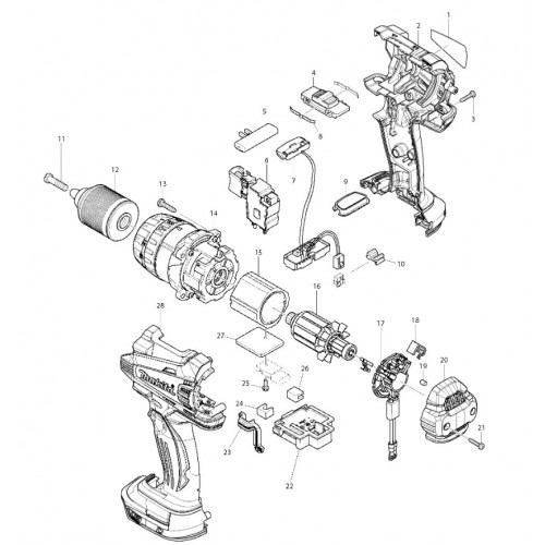 Запчасти для шуруповерта Makita DHP448RFE