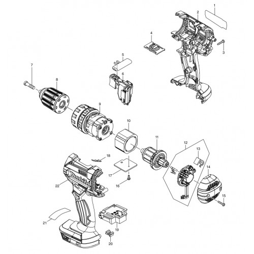 Запчасти для шуруповерта Makita DHP482RME