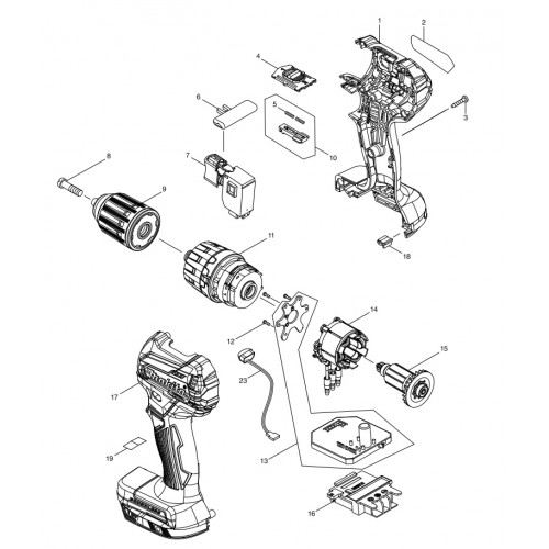 Запчасти для шуруповерта Makita DHP483RFE