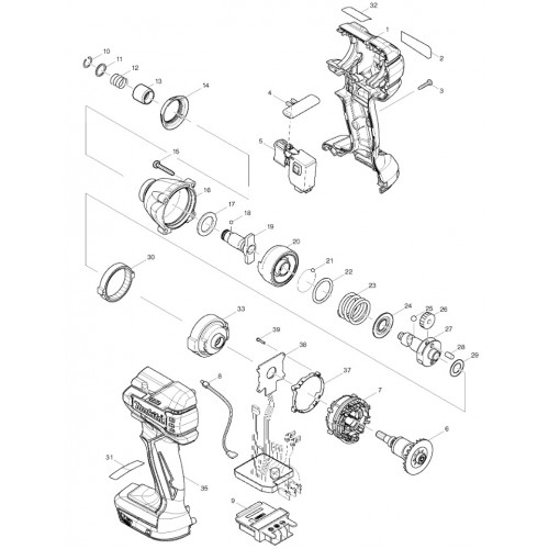 Запчасти для аккумуляторного гайковерта Makita DTD129