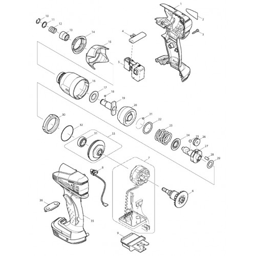 Запчасти для аккумуляторного гайковерта Makita DTD145