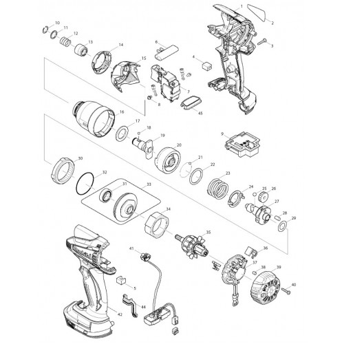 Запчасти для аккумуляторного гайковерта Makita DTD146RFE