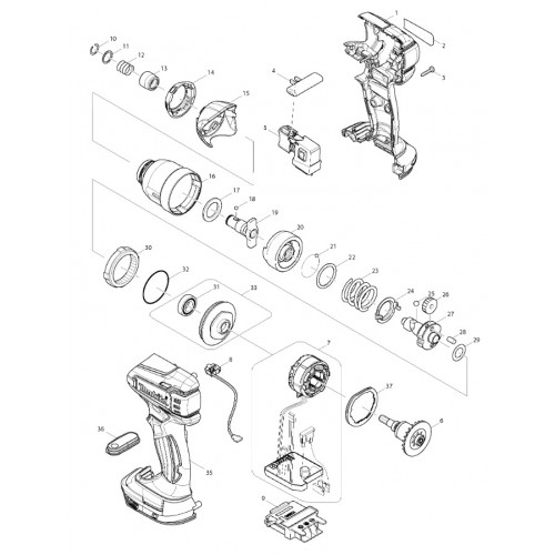 Запчасти для аккумуляторного гайковерта Makita DTD147