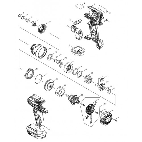 Запчасти для аккумуляторного гайковерта Makita DTD152