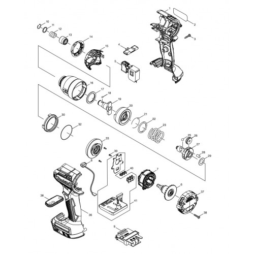 Запчасти для аккумуляторного гайковерта Makita DTD170RFE