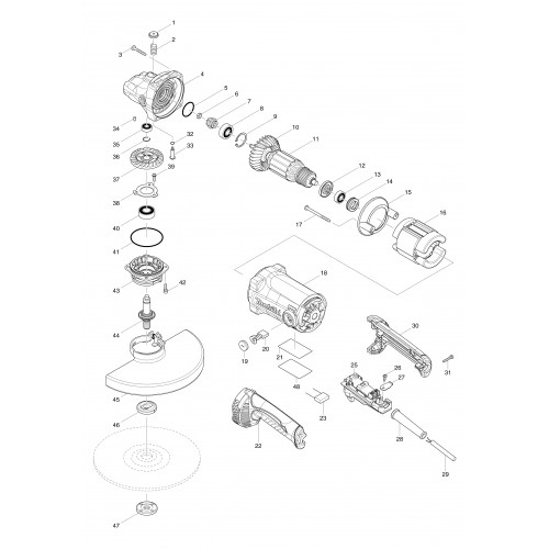 Запчасти для УШМ Makita GA9050