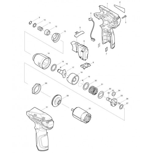 Запчасти для аккумуляторного гайковерта Makita TD090DWE