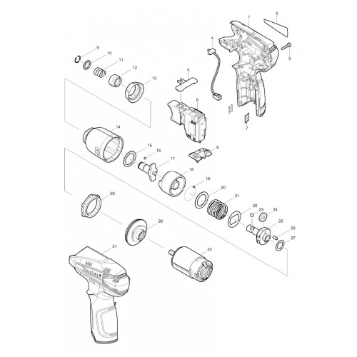 Запчасти для аккумуляторного гайковерта Makita TD090DZ