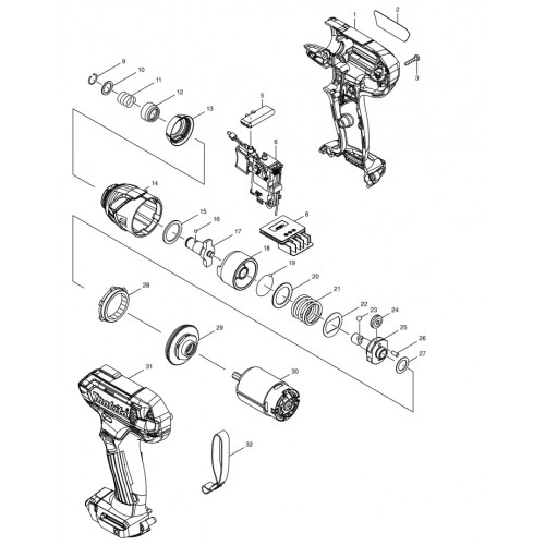 Запчасти для аккумуляторного гайковерта Makita TD110DWAE