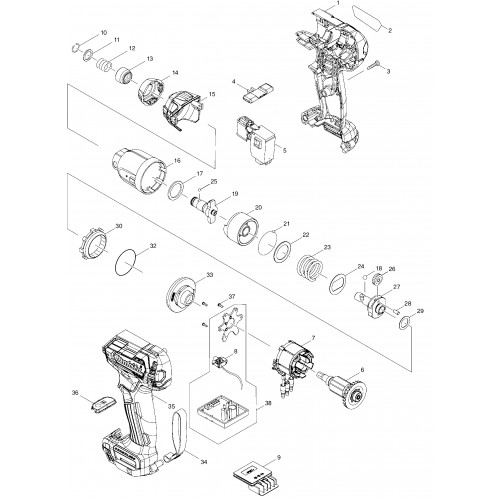 Запчасти для аккумуляторного гайковерта Makita TD111DWAE