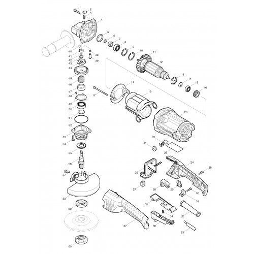 Запчасти для УШМ Makita GA5021C