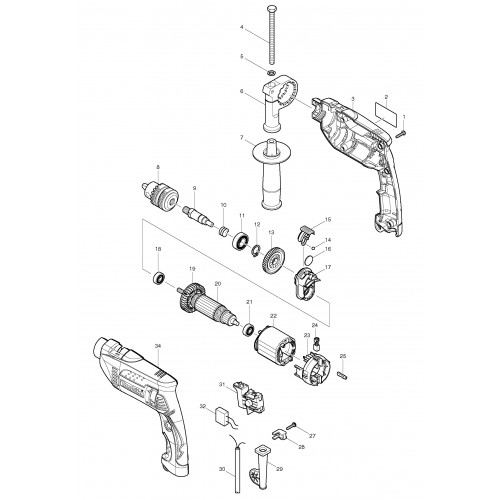 Запчасти для дрели Makita HP1640