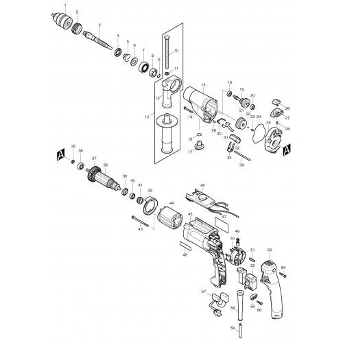 Запчасти для дрели Makita HP2070F