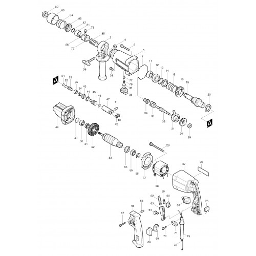 Запчасти для перфоратора Makita HR2400