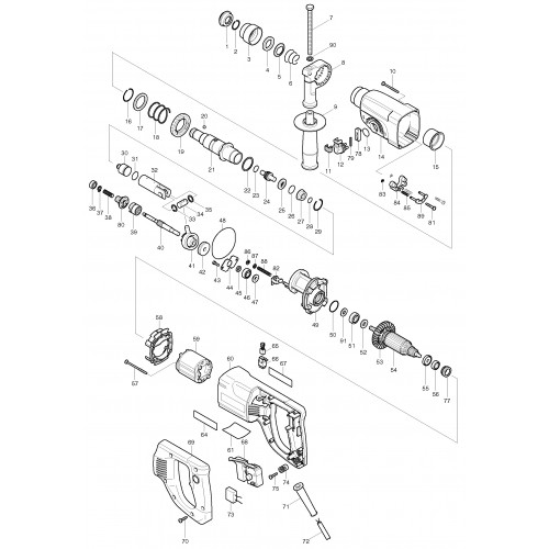 Запчасти для перфоратора Makita HR2455