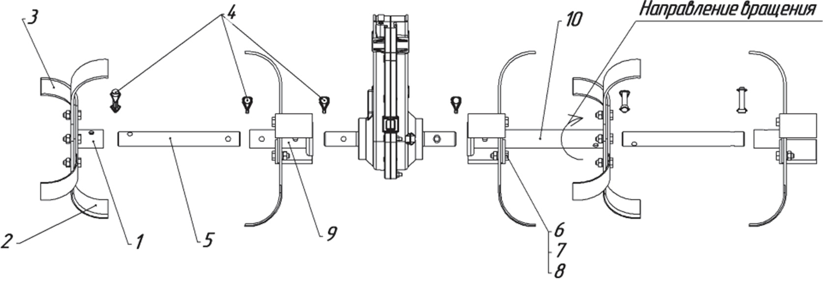 Схема сборки фрезы мотокультиватора